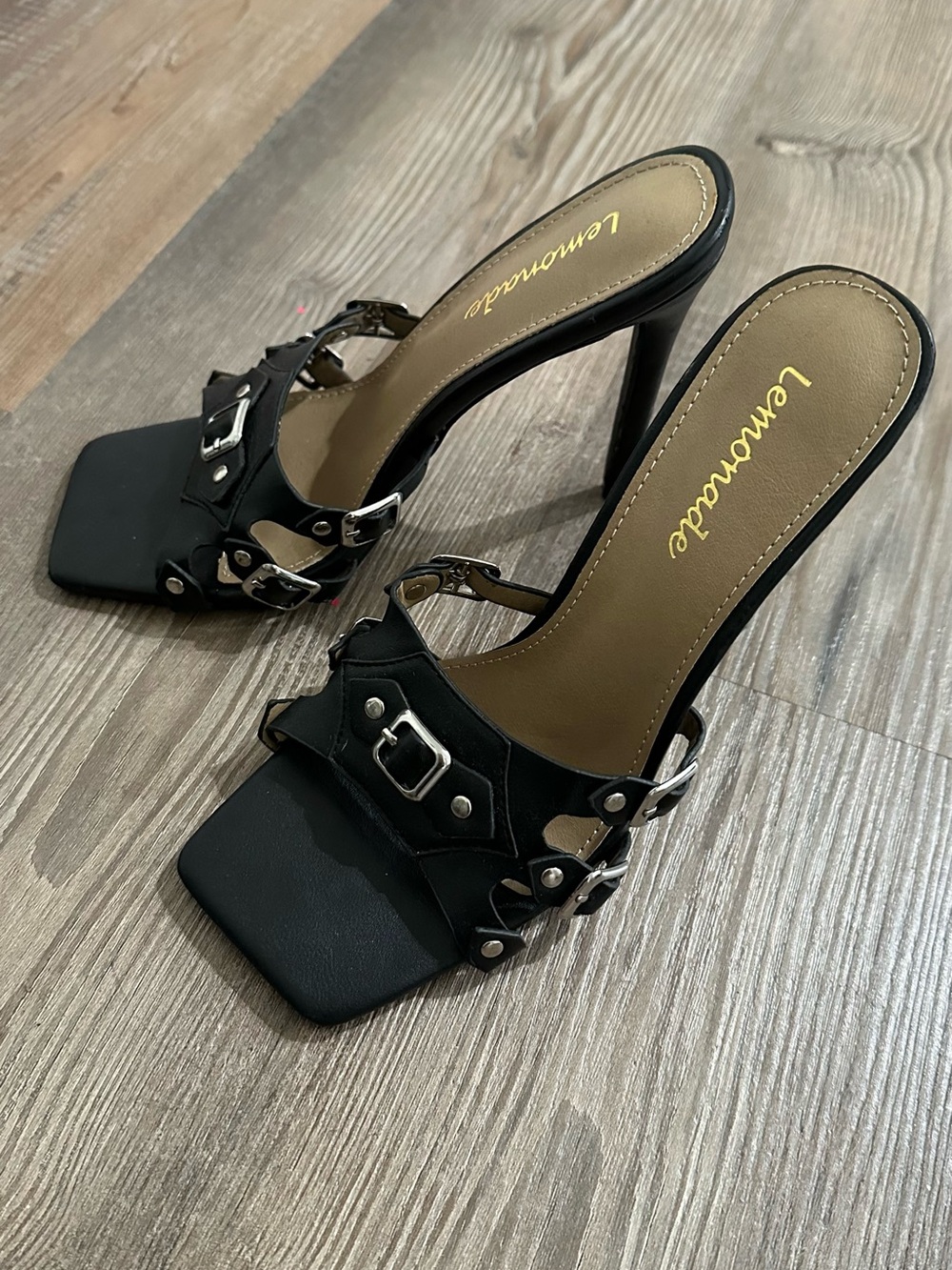 Black Buckle heels Mules